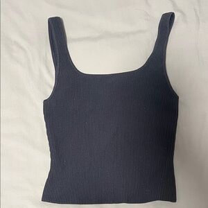 Aritzia Babaton Charcoal Sculpt Knit Ribbed Tank Top